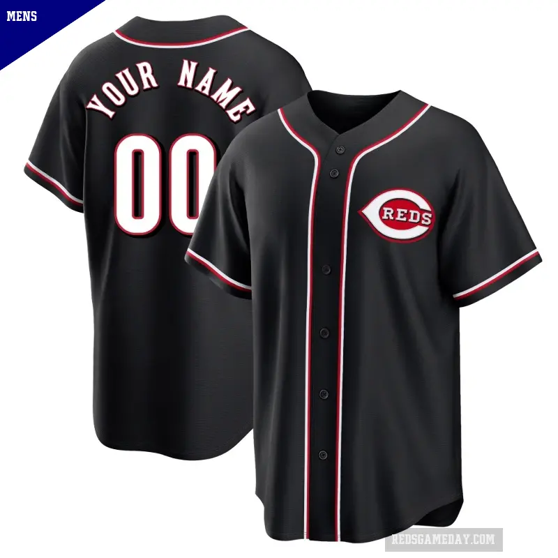 Men's No.00 Custom Cincinnati Reds Black Replica Fashion Out Jersey