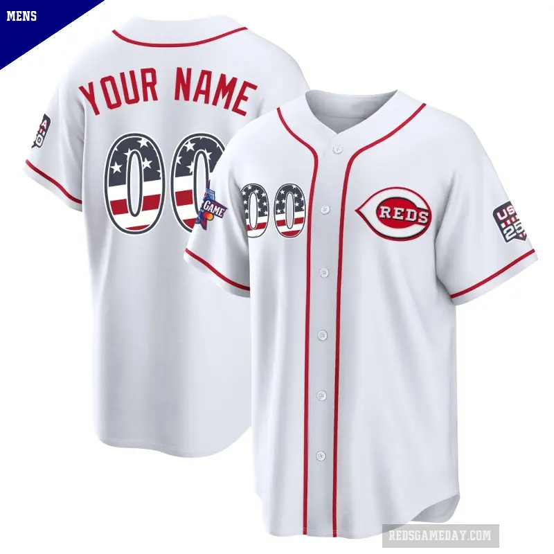 Men's No.00 Custom Cincinnati Reds White Limited 2026 All-Star Edition Stars & Stripes Home Stadium Jersey