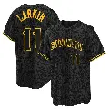 Men's No.11 Barry Larkin Cincinnati Reds Black Replica Snake Skin City Jersey