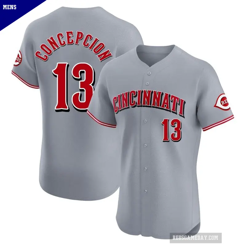 Men's No.13 Dave Concepcion Cincinnati Reds Gray Elite Road Jersey