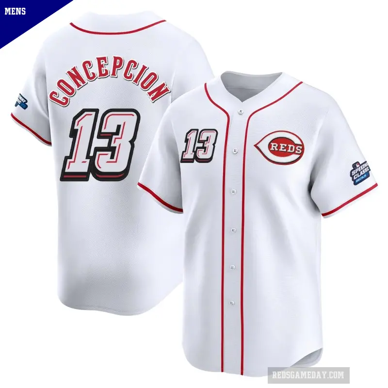Men's No.13 Dave Concepcion Cincinnati Reds White Limited 2025 Speedway Classic Alternate Jersey