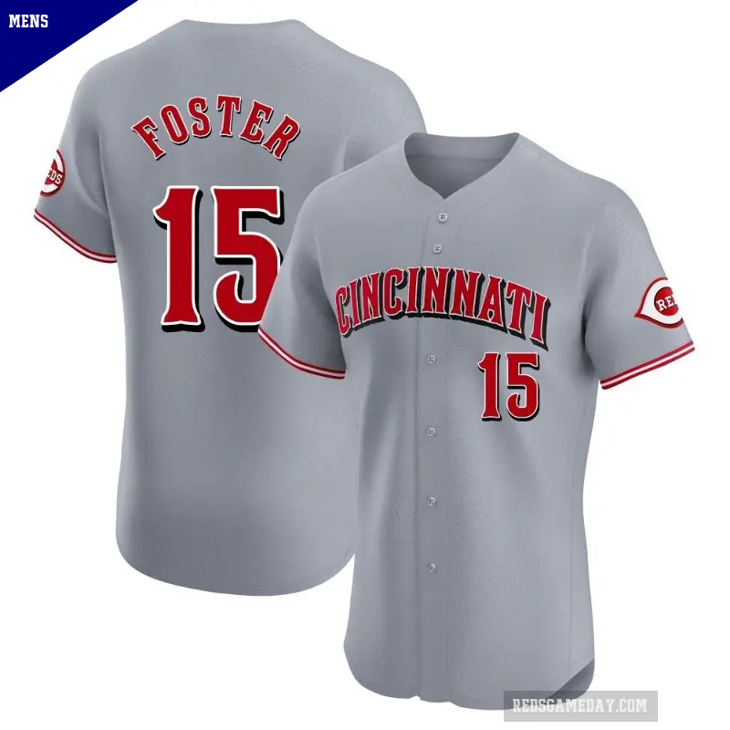 Men's No.15 George Foster Cincinnati Reds Gray Elite Road Jersey