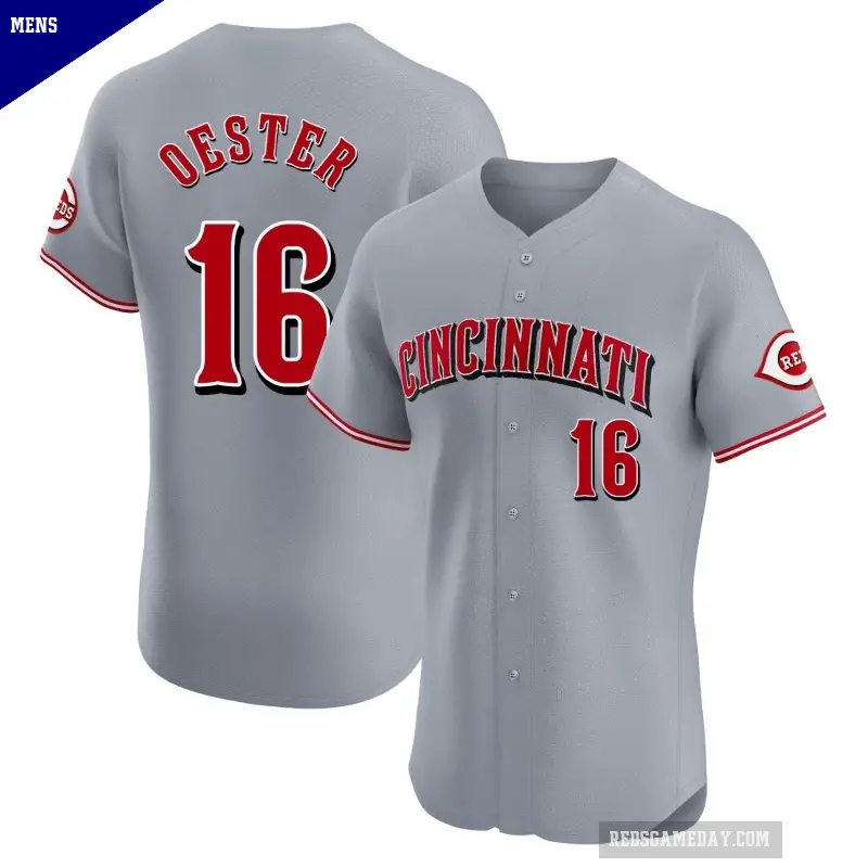 Men's No.16 Ron Oester Cincinnati Reds Gray Elite Road Jersey