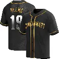 Men's No.19 Tommy Helms Cincinnati Reds Gold Replica Black en Alternate Jersey