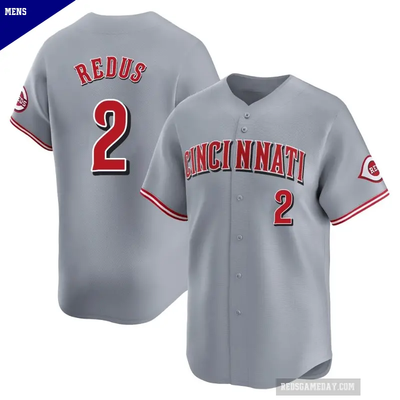 Men's No.2 Gary Redus Cincinnati Reds Gray Limited Away Jersey