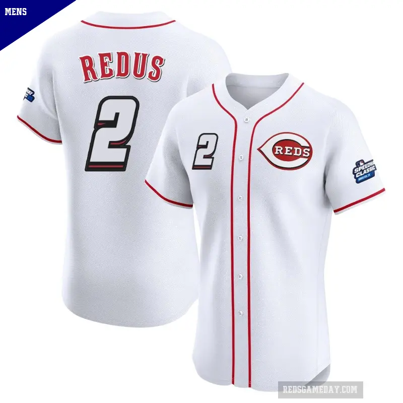Men's No.2 Gary Redus Cincinnati Reds White Elite 2025 Speedway Classic Alternate Jersey