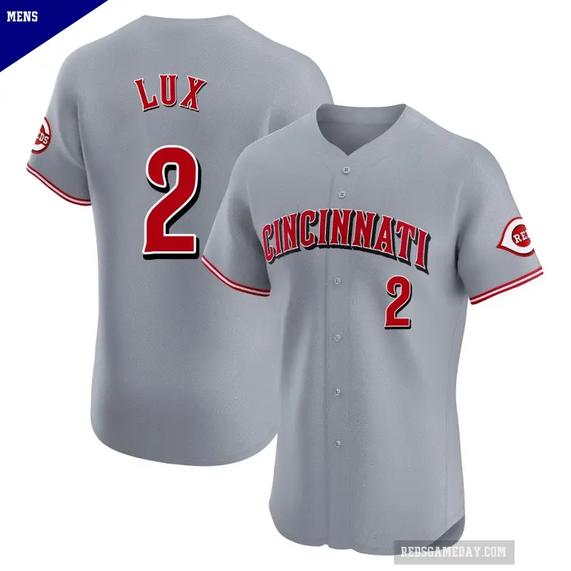 Men's No.2 Gavin Lux Cincinnati Reds Gray Elite Road Jersey