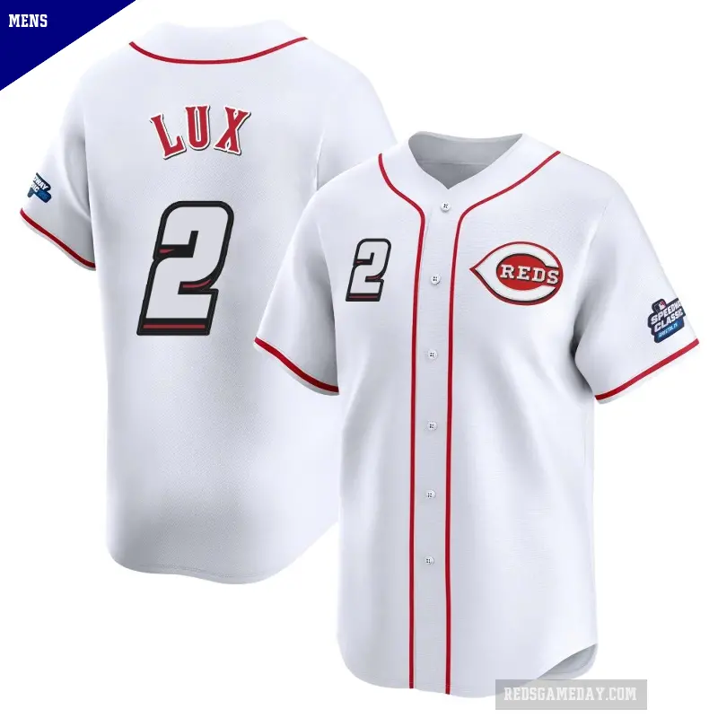 Men's No.2 Gavin Lux Cincinnati Reds White Limited 2025 Speedway Classic Alternate Jersey