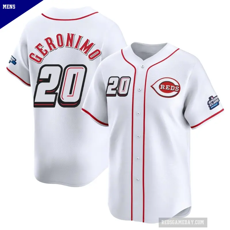 Men's No.20 Cesar Geronimo Cincinnati Reds White Limited 2025 Speedway Classic Alternate Jersey