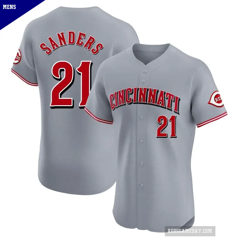 Men's No.21 Deion Sanders Cincinnati Reds Gray Elite Road Jersey