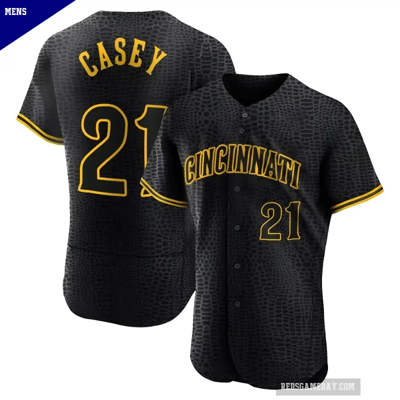 Men's No.21 Sean Casey Cincinnati Reds Black Authentic Snake Skin City Jersey