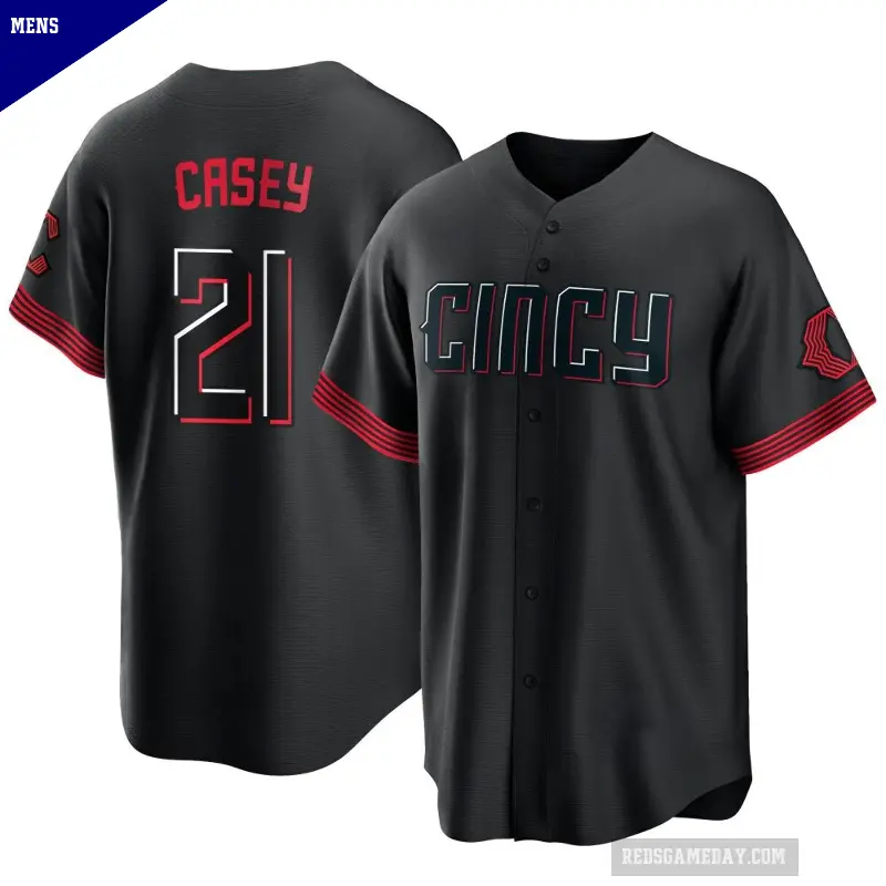 Men's No.21 Sean Casey Cincinnati Reds Black Replica 2023 City Connect Jersey