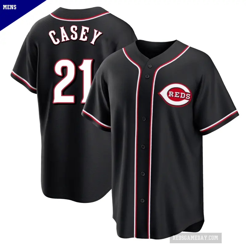 Men's No.21 Sean Casey Cincinnati Reds Black Replica Fashion Out Jersey