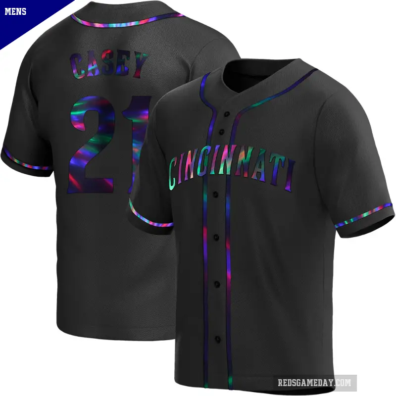 Men's No.21 Sean Casey Cincinnati Reds Black Replica Holographic Alternate Jersey