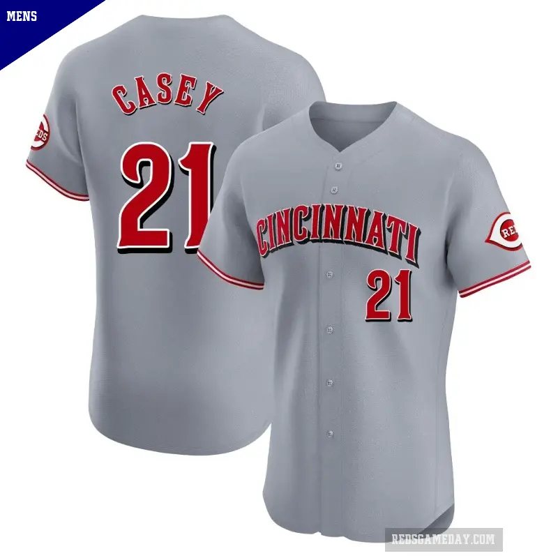 Men's No.21 Sean Casey Cincinnati Reds Gray Elite Road Jersey