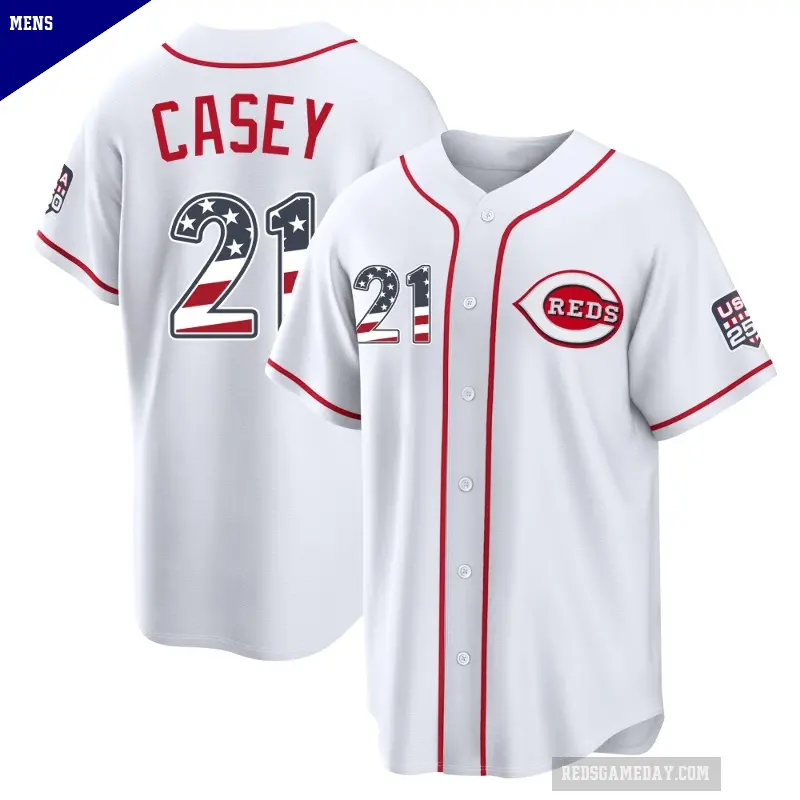 Men's No.21 Sean Casey Cincinnati Reds White Limited USA 250 Fourth Of July Home Stadium Jersey