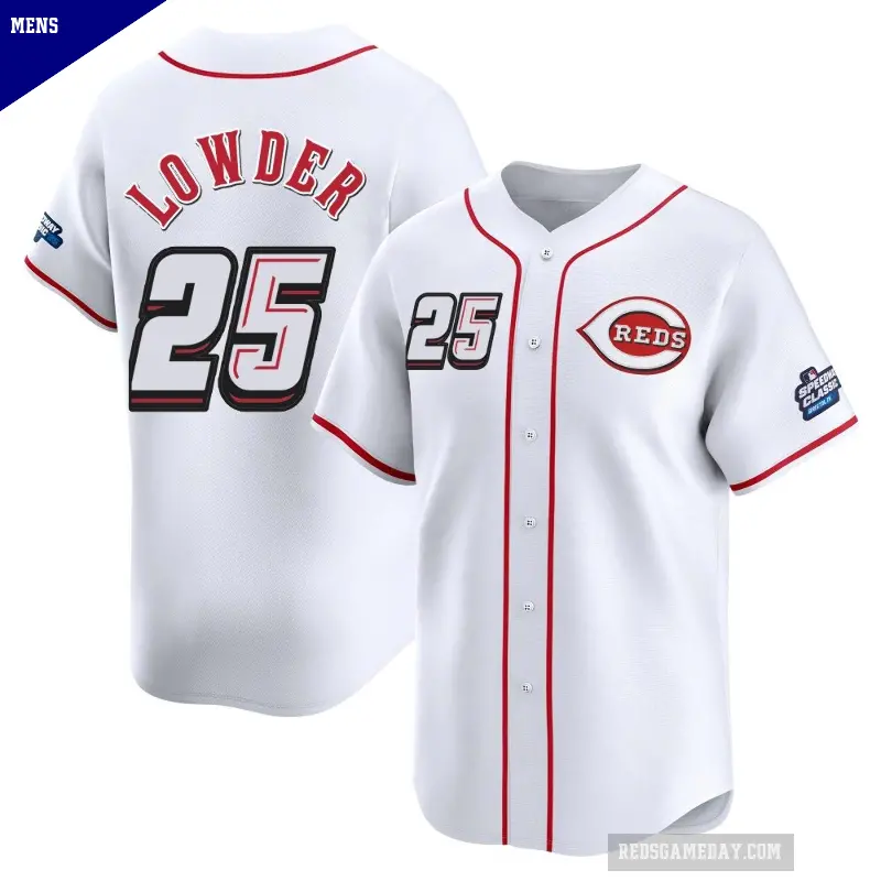 Men's No.25 Rhett Lowder Cincinnati Reds White Limited 2025 Speedway Classic Alternate Jersey