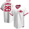 Men's No.25 Rhett Lowder Cincinnati Reds White Replica Home Cooperstown Collection Jersey