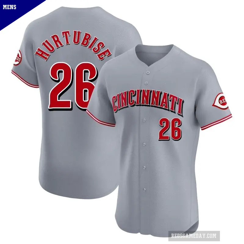 Men's No.26 Jacob Hurtubise Cincinnati Reds Gray Elite Road Jersey