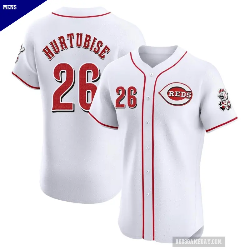 Men's No.26 Jacob Hurtubise Cincinnati Reds White Elite Home Patch Jersey