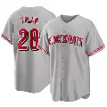 Men's No.28 Bobby Tolan Cincinnati Reds Gray Replica Road Jersey