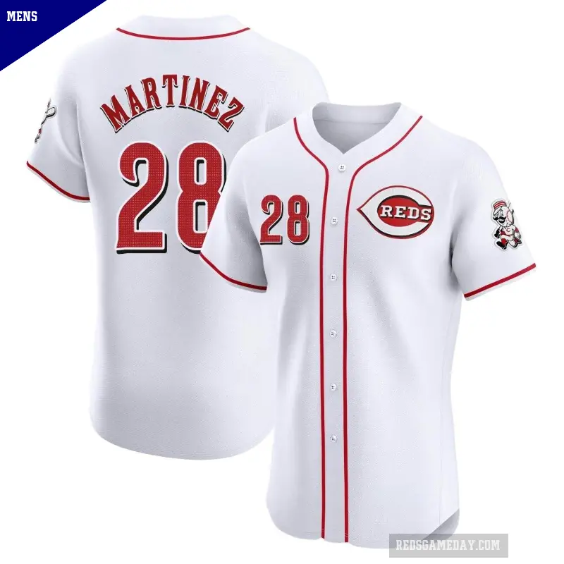 Men's No.28 Nick Martinez Cincinnati Reds White Elite Home Patch Jersey