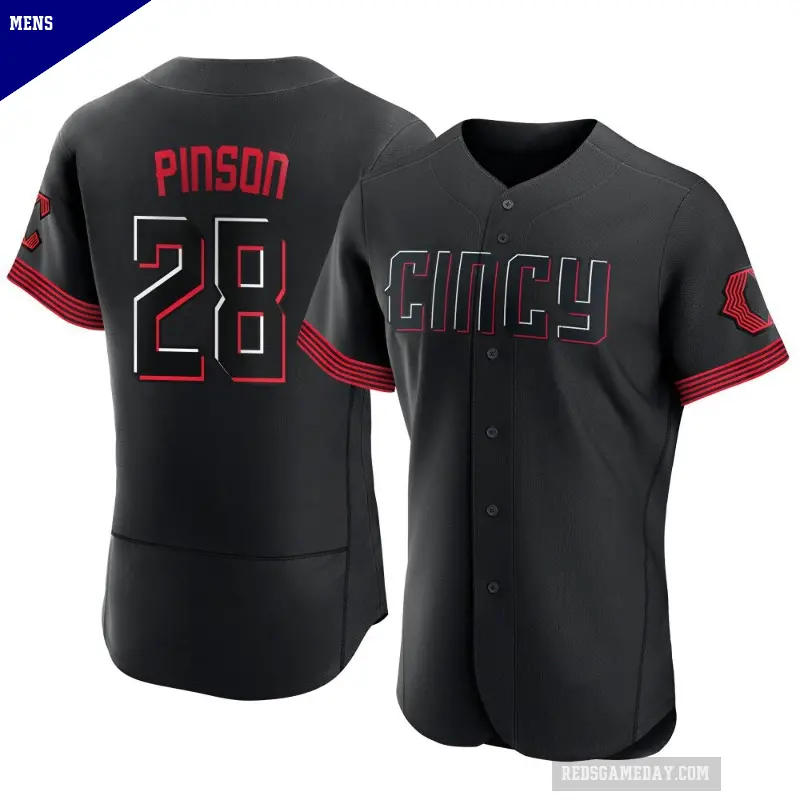 Men's No.28 Vada Pinson Cincinnati Reds Black Authentic 2023 City Connect Jersey
