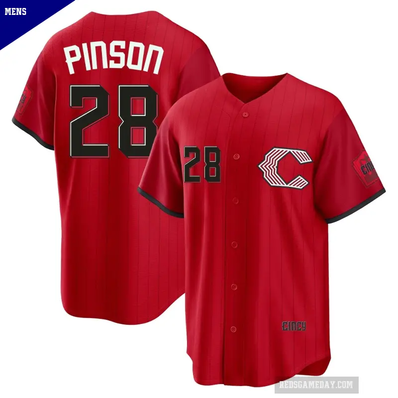 Men's No.28 Vada Pinson Cincinnati Reds Red Limited 2026 City Connect Stadium Jersey