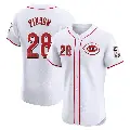 Men's No.28 Vada Pinson Cincinnati Reds White Elite Home Patch Jersey