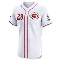 Men's No.28 Vada Pinson Cincinnati Reds White Elite Home Patch Jersey