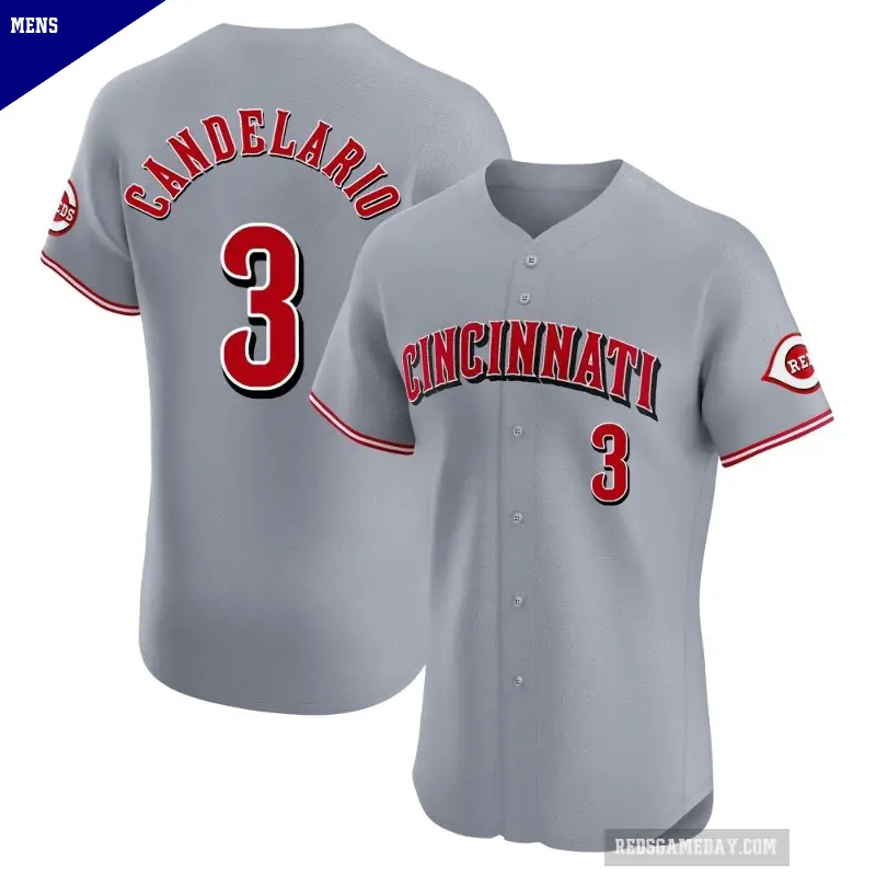Men's No.3 Jeimer Candelario Cincinnati Reds Gray Elite Road Jersey