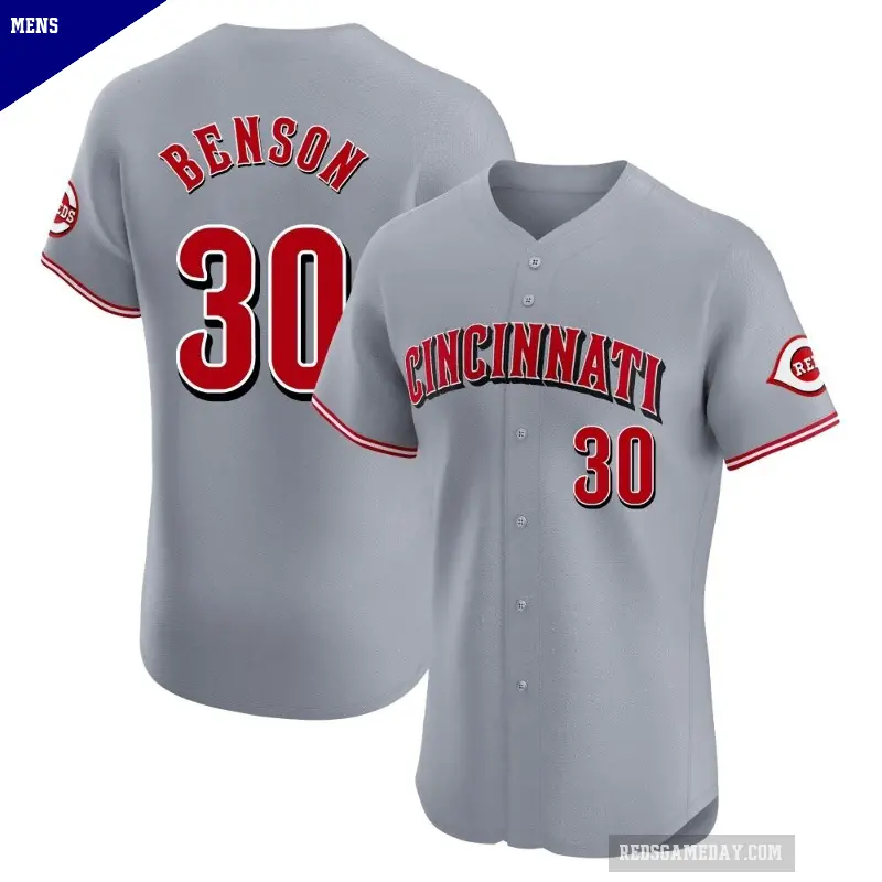 Men's No.30 Will Benson Cincinnati Reds Gray Elite Road Jersey