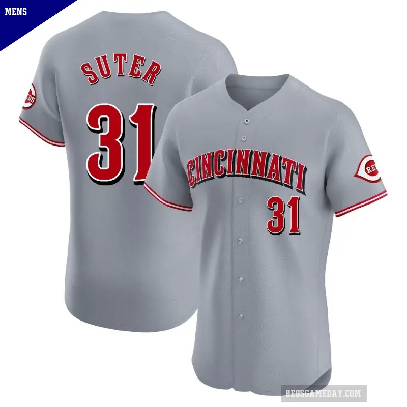 Men's No.31 Brent Suter Cincinnati Reds Gray Elite Road Jersey