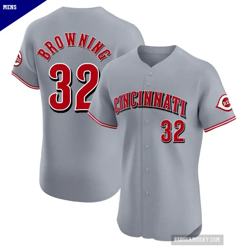 Men's No.32 Tom Browning Cincinnati Reds Gray Elite Road Jersey