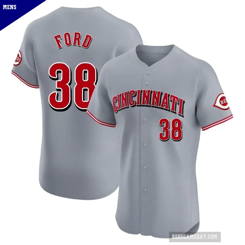 Men's No.38 Mike Ford Cincinnati Reds Gray Elite Road Jersey