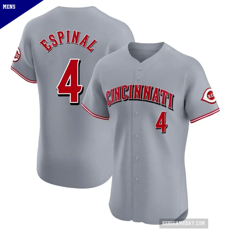 Men's No.4 Santiago Espinal Cincinnati Reds Gray Elite Road Jersey