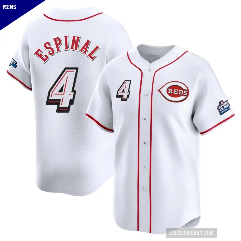 Men's No.4 Santiago Espinal Cincinnati Reds White Limited 2025 Speedway Classic Alternate Jersey