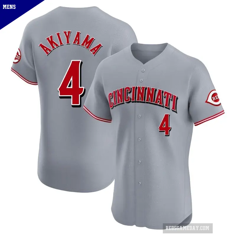 Men's No.4 Shogo Akiyama Cincinnati Reds Gray Elite Road Jersey