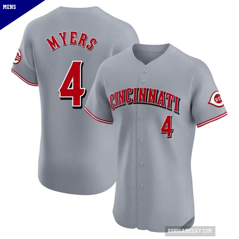 Men's No.4 Wil Myers Cincinnati Reds Gray Elite Road Jersey