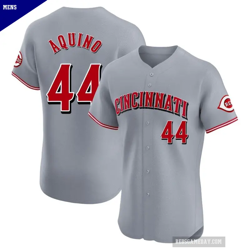 Men's No.44 Aristides Aquino Cincinnati Reds Gray Elite Road Jersey