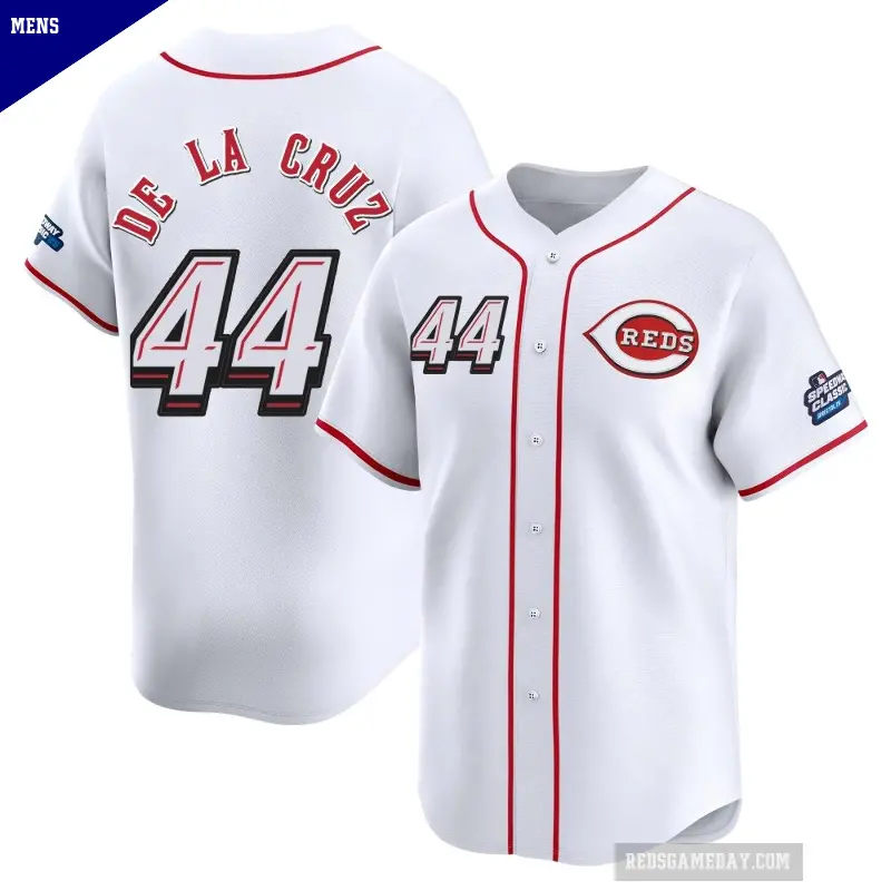 Men's No.44 Elly De La Cruz Cincinnati Reds White Limited 2025 Speedway Classic Alternate Jersey