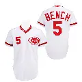 Men's No.5 Johnny Bench Cincinnati Reds White Authentic Throwback Jersey