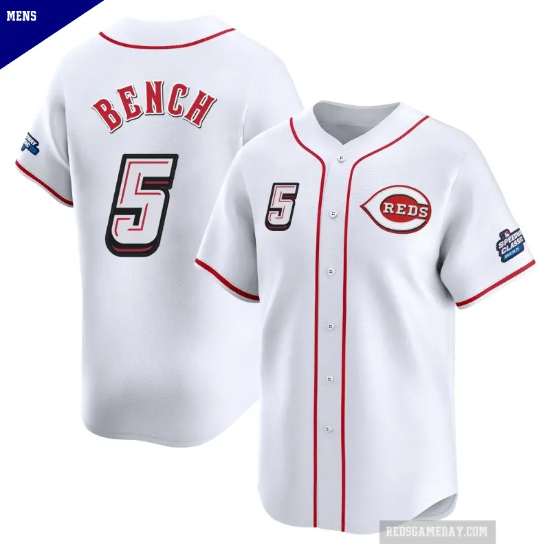 Men's No.5 Johnny Bench Cincinnati Reds White Limited 2025 Speedway Classic Alternate Jersey