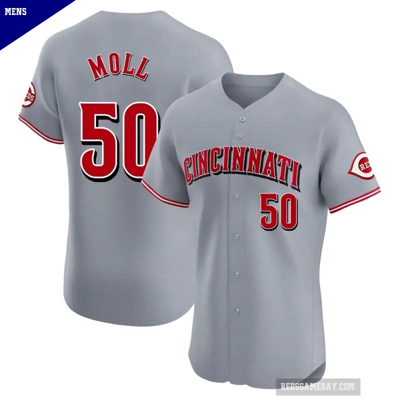 Men's No.50 Sam Moll Cincinnati Reds Gray Elite Road Jersey