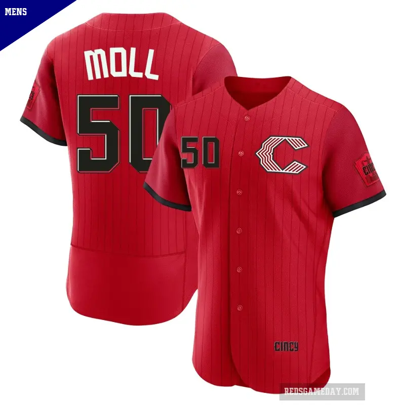 Men's No.50 Sam Moll Cincinnati Reds Red Authentic 2026 City Connect Stadium Jersey