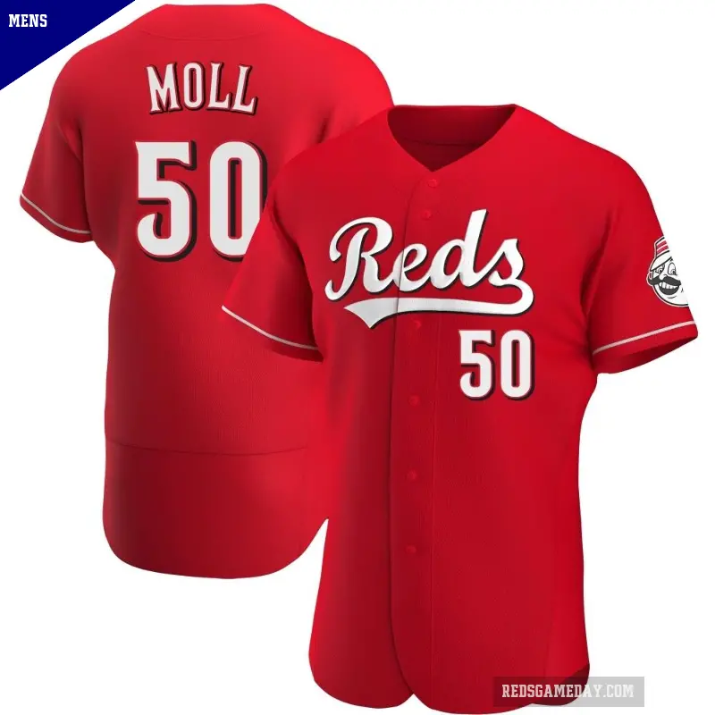 Men's No.50 Sam Moll Cincinnati Reds Red Authentic Alternate Jersey