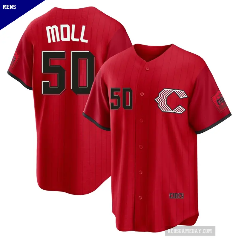 Men's No.50 Sam Moll Cincinnati Reds Red Limited 2026 City Connect Stadium Jersey