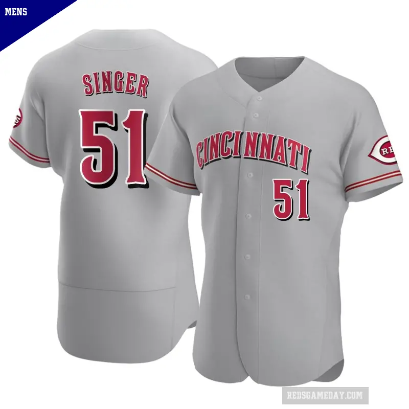 Men's No.51 Brady Singer Cincinnati Reds Gray Authentic Road Jersey