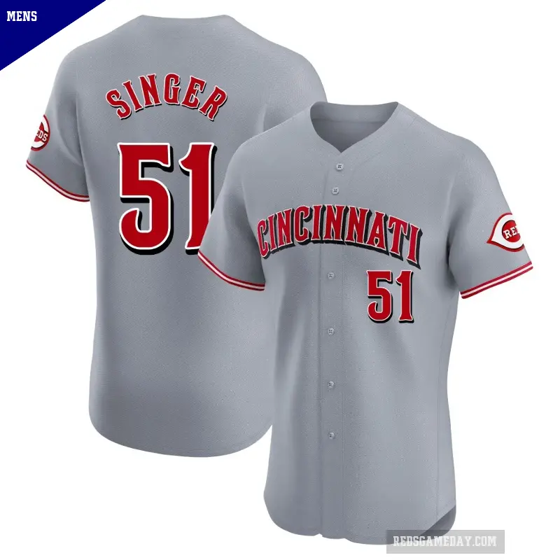 Men's No.51 Brady Singer Cincinnati Reds Gray Elite Road Jersey