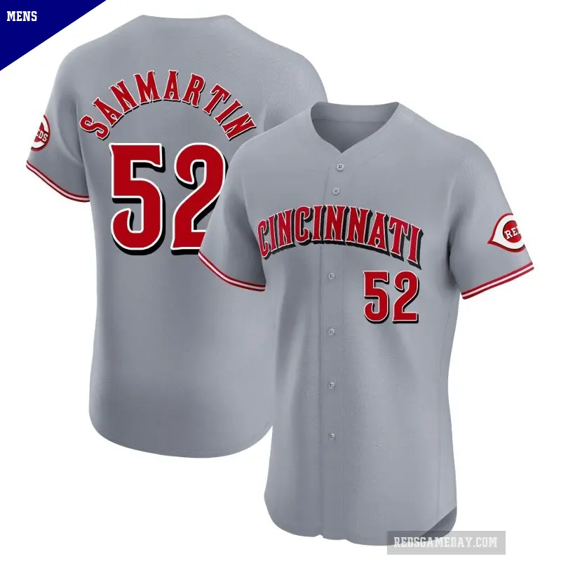 Men's No.52 Reiver Sanmartin Cincinnati Reds Gray Elite Road Jersey